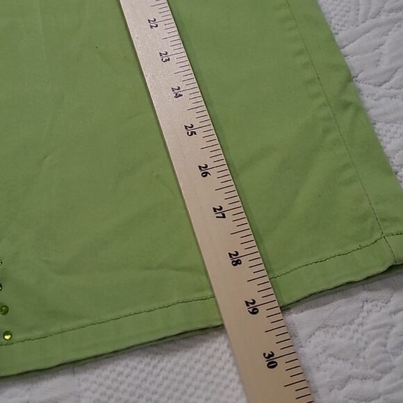 Destiny Jeans sz 11/12 chartreuse green sequined cropped jeans - Picture 5 of 10